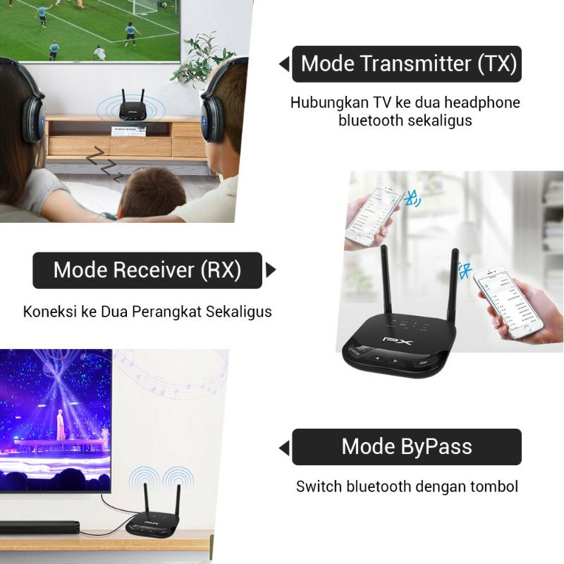 Bluetooth Receiver Transmitter Audio 5.0 HD Stereo 2in 1 PX BRX3600