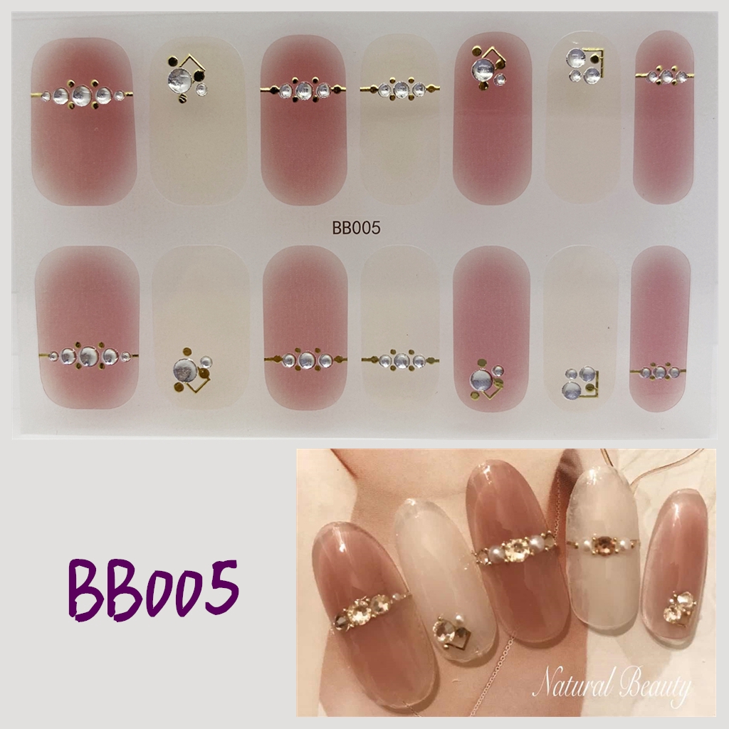 Stiker Kuku 3d Desain Berlian Mutiara Permata Warna-Warni Untuk Manicure Bb001-018