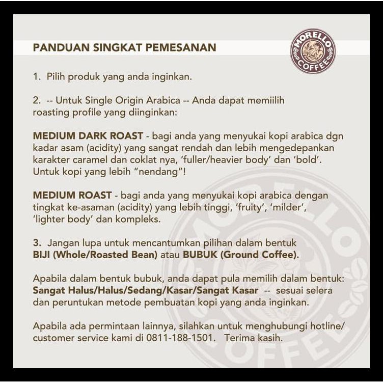 

Morello Coffee/Papua Wamena/ Arabica/ Premium/ Kopi Bubuk/ Kopi Biji Ekslusif