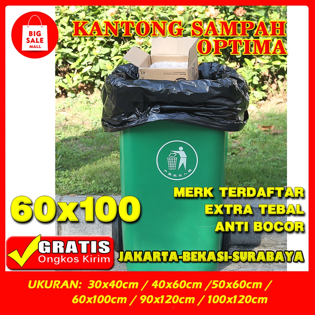 Kantong Plastik Sampah 60×100cm Isi 16pcs/ Ekonomis  Rajawali Tebal, Optima tipis