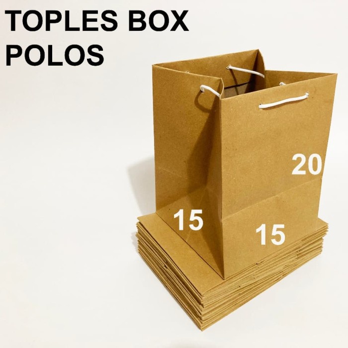 

NEW PAPER BAG BOX TOPLES POLOS ( 15 X 15 X 20 )