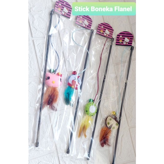 Stick Pancingan mainan kucing boneka flanel karakter