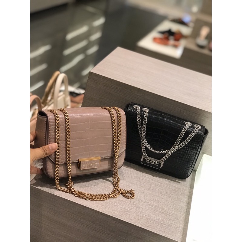 charles & keith croco embossed bag