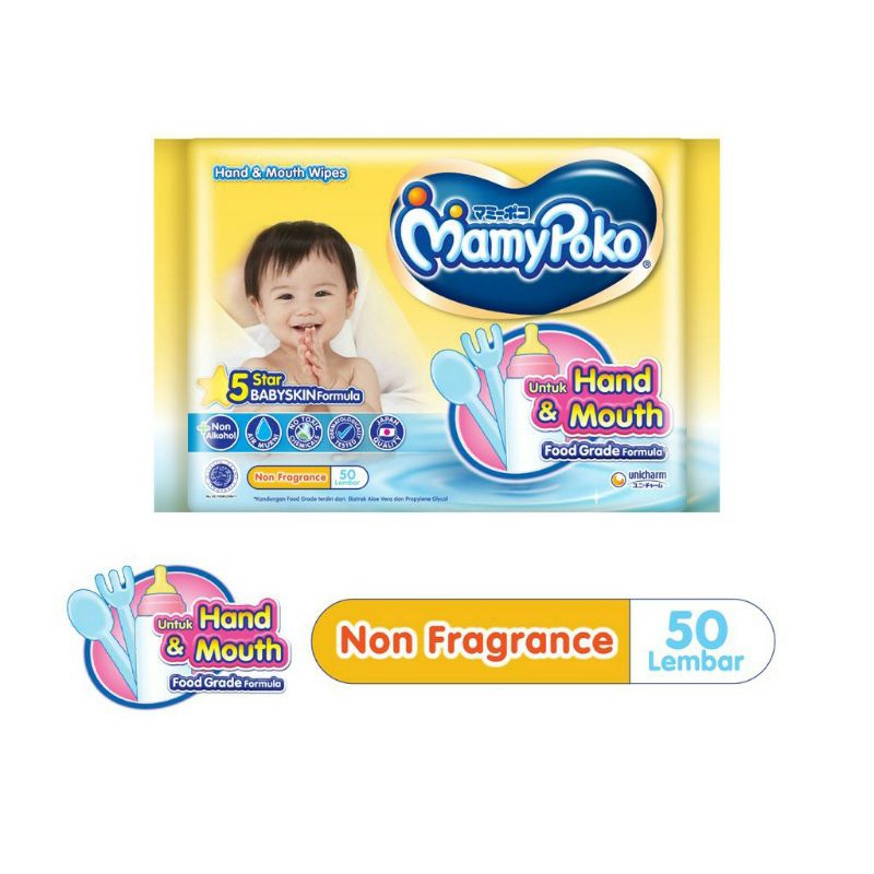 TISSUE BASAH - MAMYPOKO WIPES HAND & MOUTH/NON FRAGRANCE/FRAGRANCE/SATUAN/BUY 1 GET 1/GREEN TEA