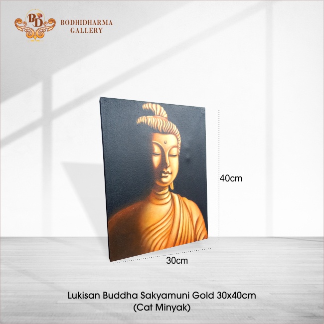 Lukisan Painting Hiasan Dinding Buddha Sakyamuni Gold 30x40cm