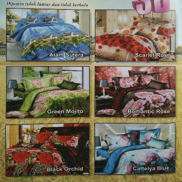 Seprai dewasa motif bunga 3D/seprai dewasa motif chanel, LV, burberry, gucci
