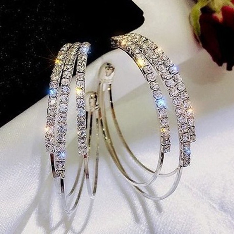 Fancyqube Anting   18k Gold Hias Berlian Gaya Eropa Amerika Untuk Wanita