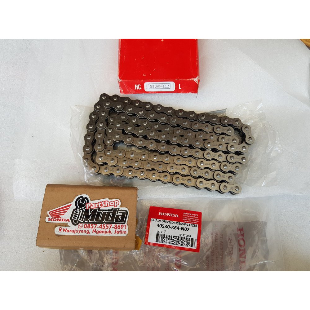 RANTAI RODA O-RING CBR250RR ORI HONDA DID 520 VF 112 L 40530-K64-N02 40540-KYJ-902 CHAIN DRIVE DID 5