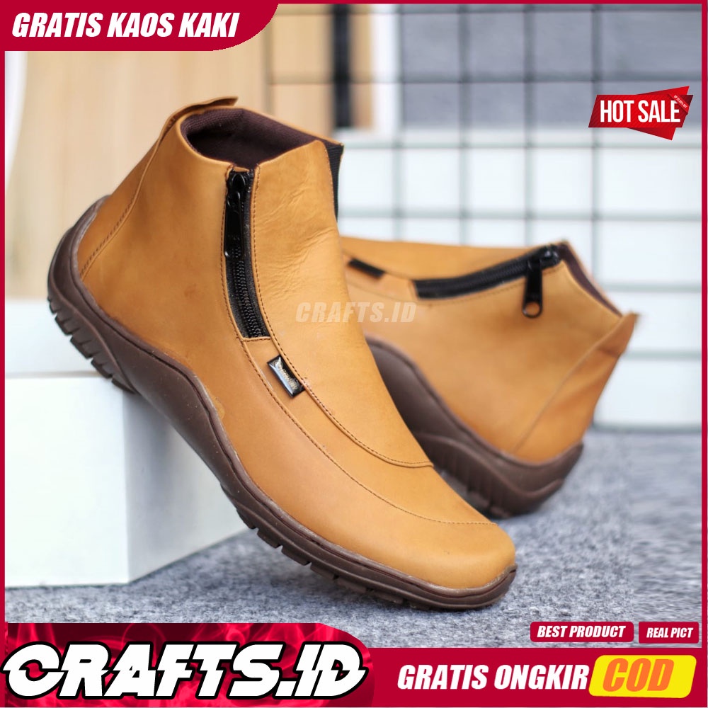 CRAFTS X CORA Sepatu Casual Formal Kulit Asli Kasual Pantofel Kerja Kantor Pria Cowok