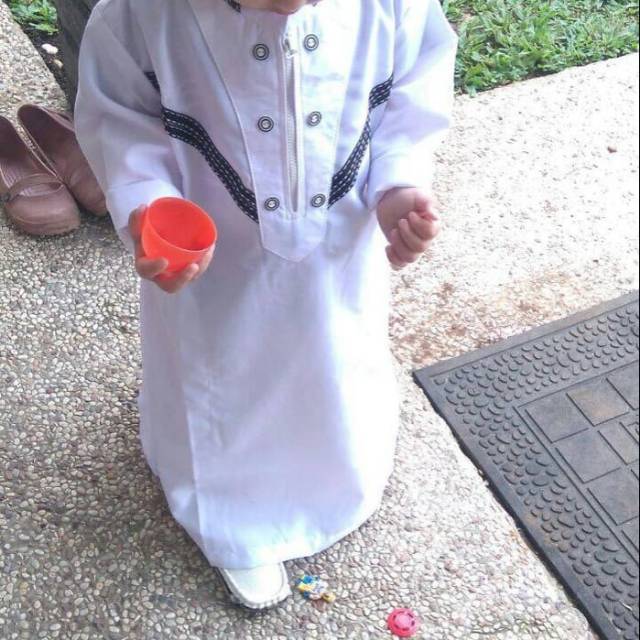 Gamis anak Batita Remaja anak Laki laki jubah kurta Hitam Putih