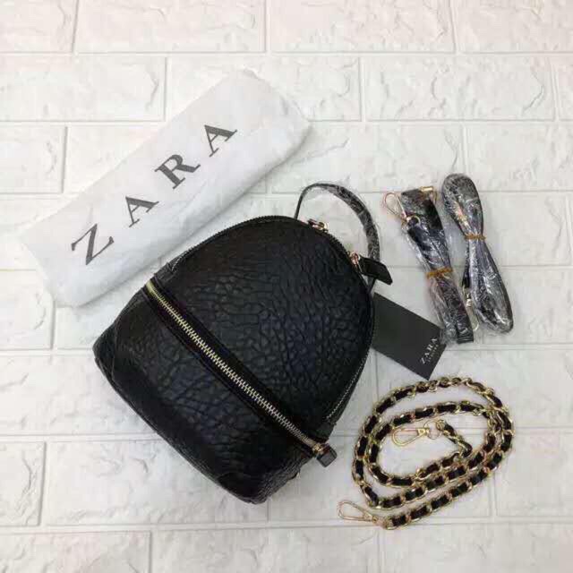 Zara Backpack Tas kulit Zara Ransel Croco Fashion