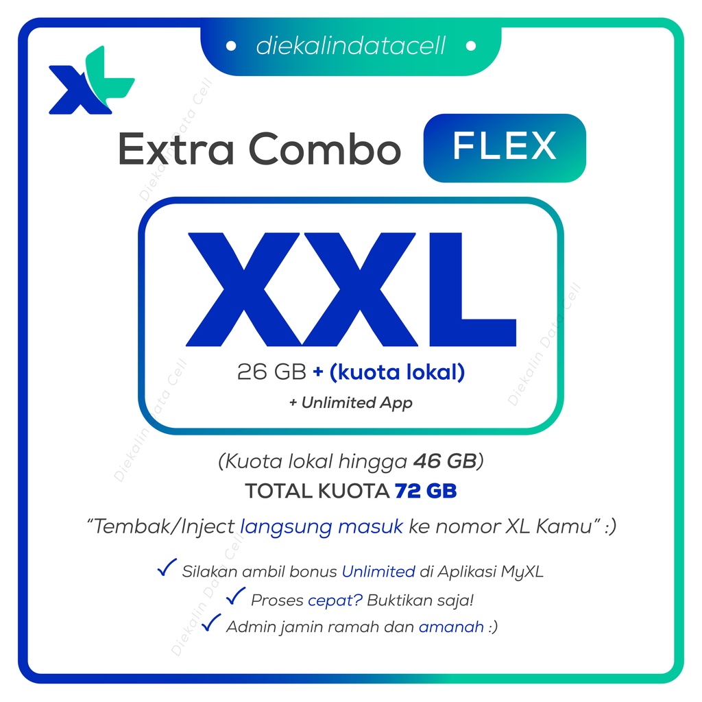 Paket Data Xtra Combo Flex XXL Tembak/Inject XL Axiata Extra Combo Murah Ramah Amanah