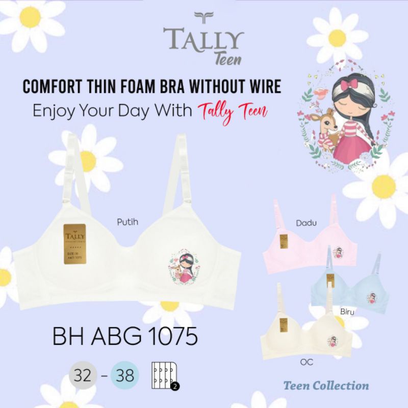 TALLY BRA BH REMAJA ABG 1075 | TANPA KAWAT | TANPA BUSA | SIZE 32 - 38