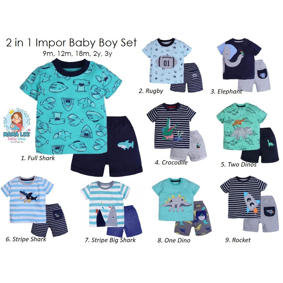 BAJU BAYI LAKI LAKI IMPOR PREMIUM / BABY BOY SET NEW BORN 6 9 BULAN 1 TAHUN 2 TAHUN CRTER CARTRS