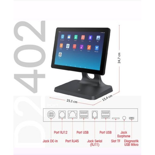 Mesin Kasir Android 11 Touchscreen iMin D2 402 2/16 GB D2-402 All in One Pos Android Dekstop LAN Bluetooth RJ 11 Layar Touch Screen 10 inch iMin D2 402 2G / 16GB COCOK UNTUK RESTO / CAFE / COFEESHOP