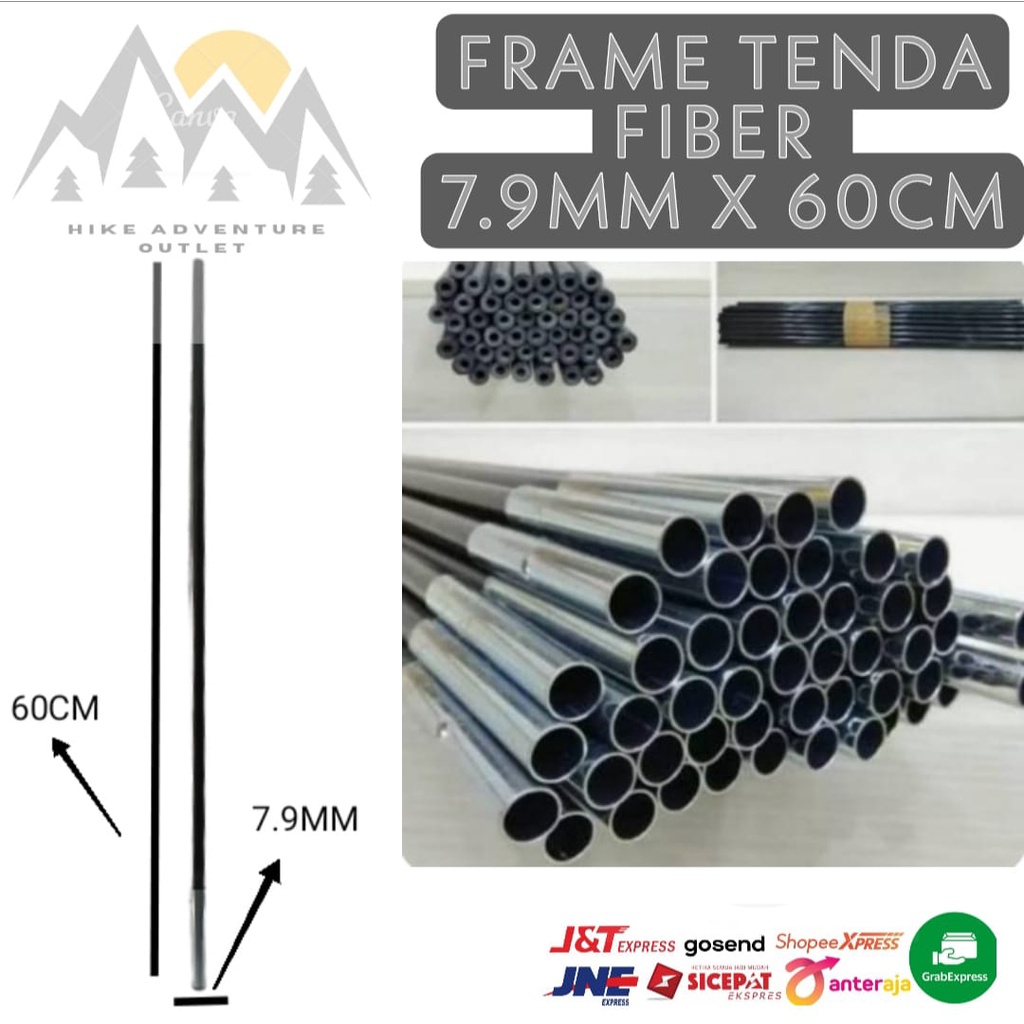 Frame tenda camping fiber/Batang rangka tenda 8.5mm dan 7.9mm