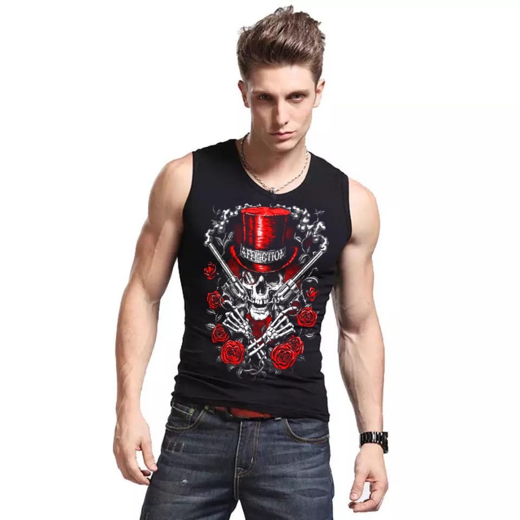 DS - SINGLET PE MOTIF AFFLICTION / kaos cowok / kaos singlet / kaos dalem singlet cowok