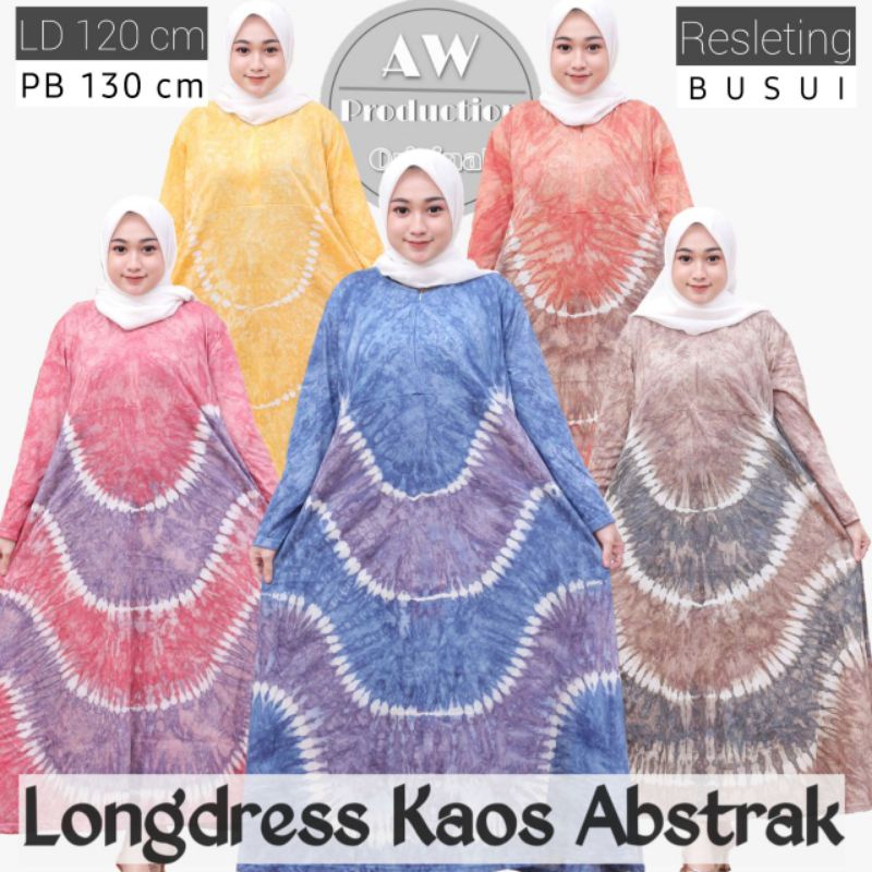 Daster Kaos Jumbo Abstrak Lengan Panjang Busui Resleting Depan Bumil Kekinian Terbaru Termurah