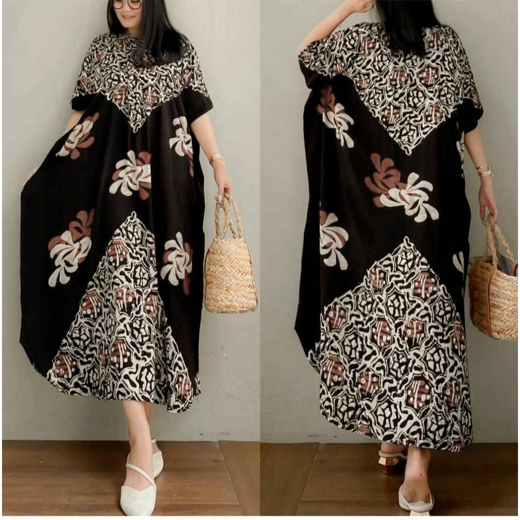 Daster Jumbo Daster Lowo Cap LD 144 CM Panjang 118 CM Resleting Depan Kain Santung Tebal Original