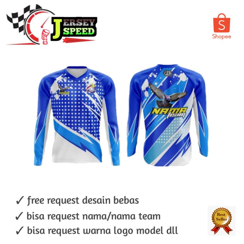 Jersey merpati balap costom desain suka suka full printing