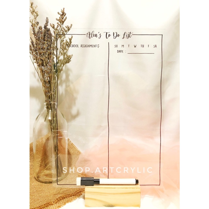 

[RESTOCK] (FREE Custom Nama) Custom Acrylic Planner To Do List - A5 = 15 x 21, Acrylic Only