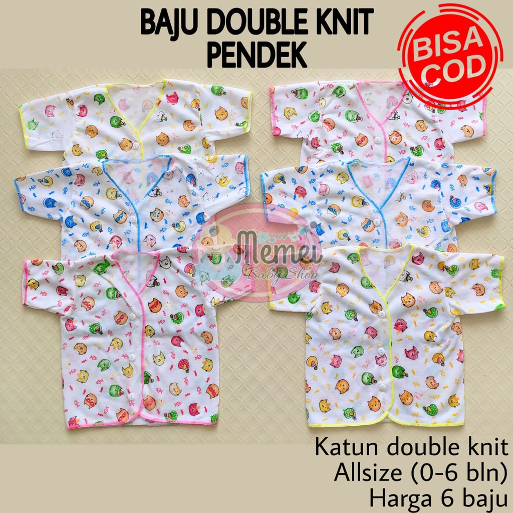 1 LUSIN (12 pcs) Baju bayi pendek DOUBLE KNIT halus lembut GROSIR