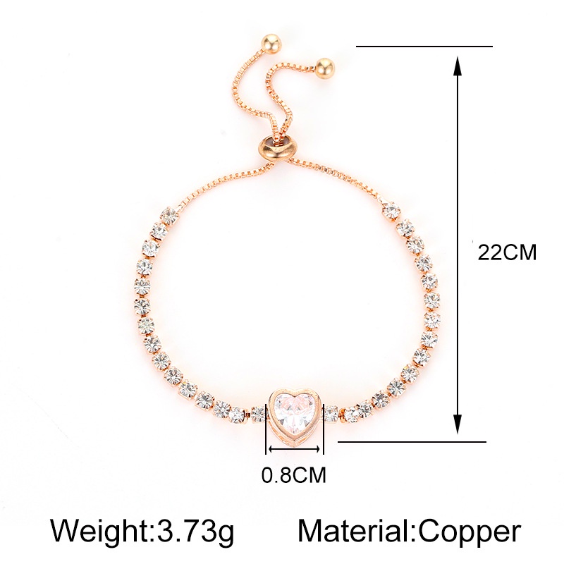 Perhiasan Gelang Zirkon Warna Rose Gold Untuk Wanita