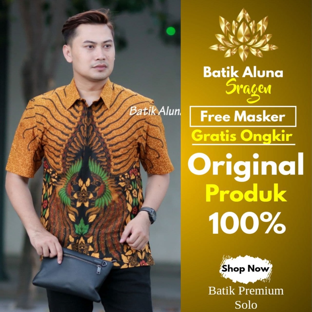 Aluna Batik Keris Pria Lengan Pendek Premium Casual Solo Motif Modern Lapis Furing Original PD003
