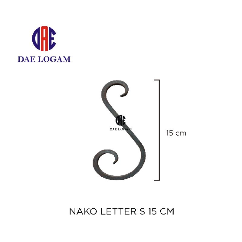Nako Leter S Ukuran 15 Cm Ornamen Pagar Besi