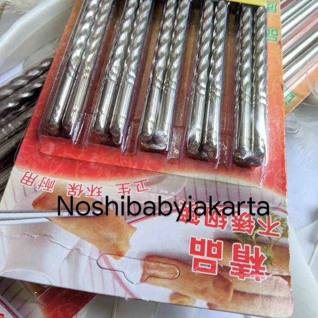 10 PASANG Sumpit stainless - polos / chopsticks