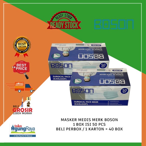 AGUNGRAYAMKS | MASKER MEDIS BOSON ISI 50 PCS | BOSON