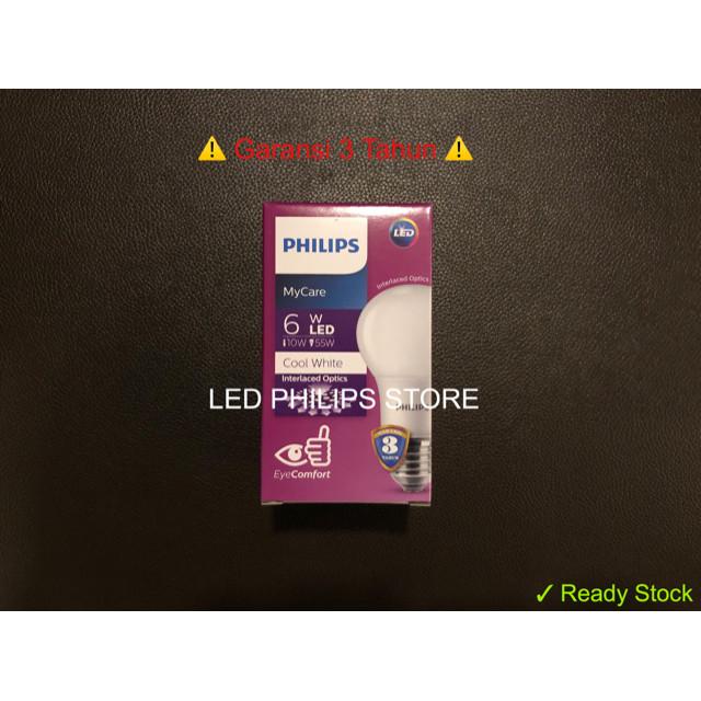 Lampu Bohlam LED Philips 6 Watt Cool White 4000K (6W 6 W 6Watt) Best Seller