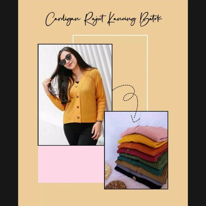 Sweater kancing batok korean style oversize lengan panjang bahan rajut tebal premium cardigan korea wanita jumbo crop kekinian