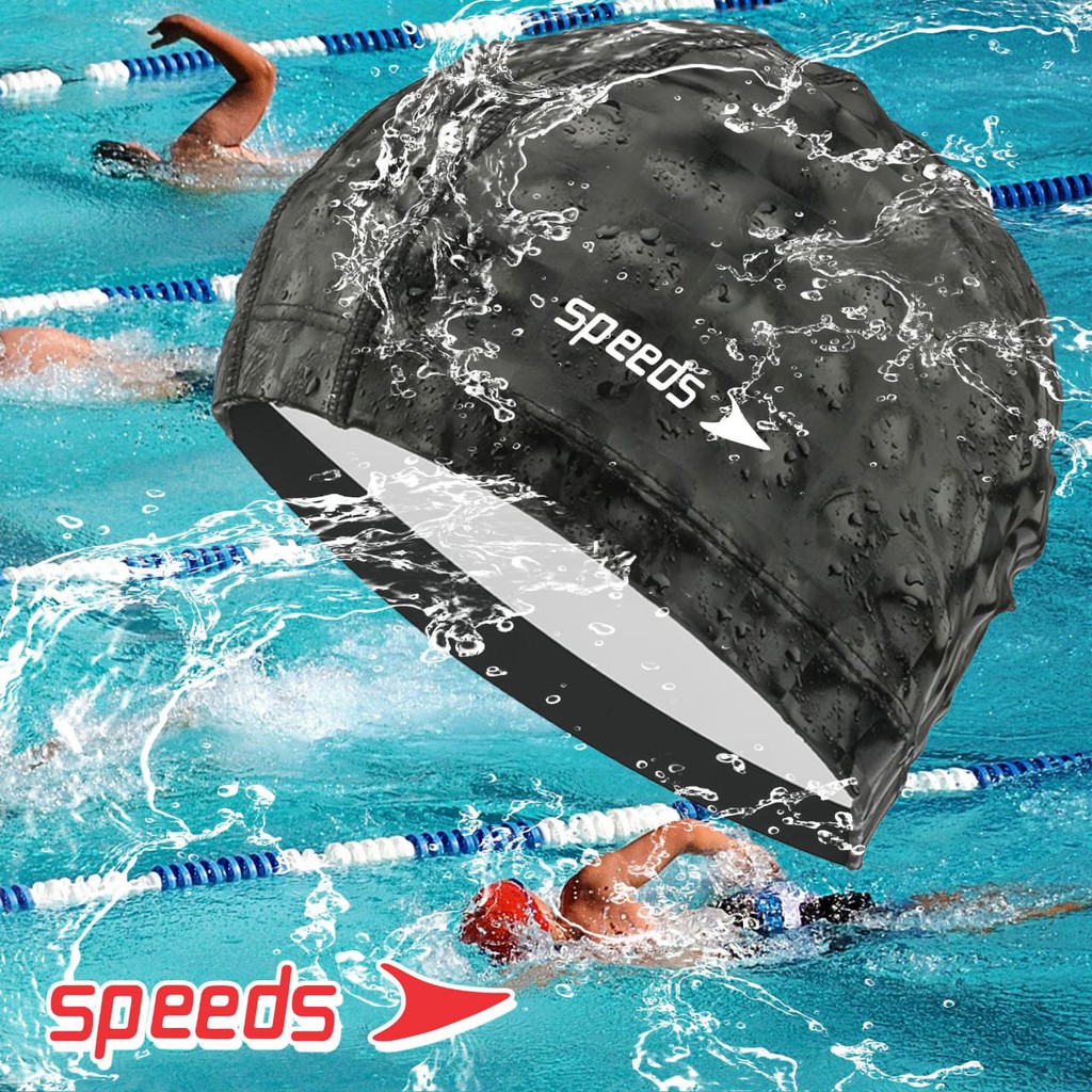 Topi Renang Dewasa 3D Hologram Square Effect PU Swimmming Swim Cap Hat