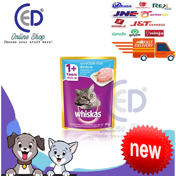 MAKANAN KUCING WHISKAS POUCH OCEAN FISH 85GR