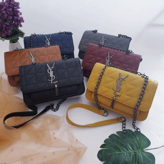 tas selempang YSL Belle elegan tali rantai