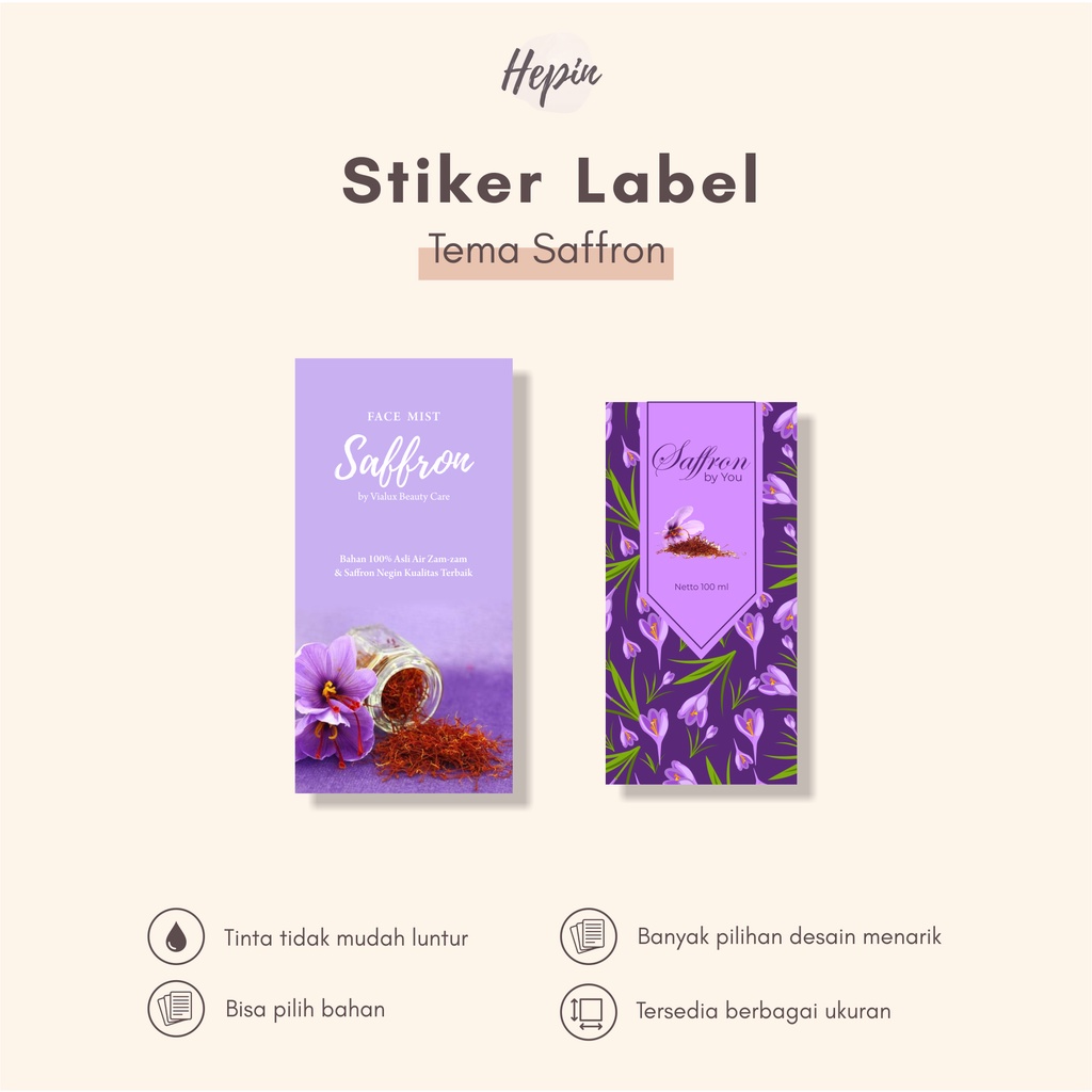 

(Besar) Cetak Stiker Produk SAFFRON - Kemasan Skin Care Saffron - Stiker Packaging