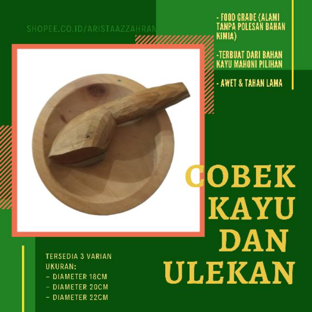 COBEK KAYU ULEKAN KAYU COET KAYU DIAMETER 18CM - 20CM - 22CM