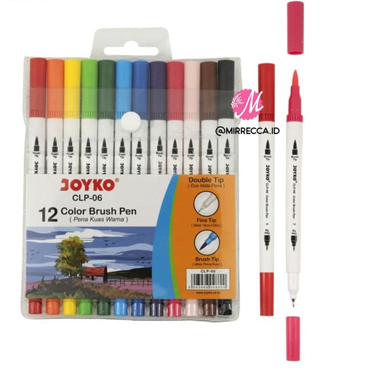 

Berkualitas! 12 PCS COLOR BRUSH PEN JOYKO CLP-06 PENA KUAS WARNA WARNI DOUBLE TIP DUA MATA PENA