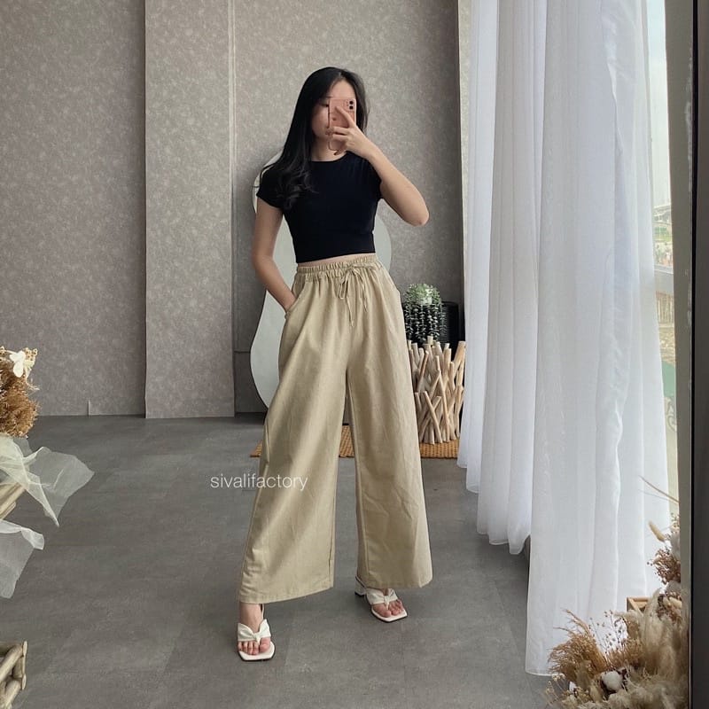 WIDI PANTS KULOT LINEN PREMIUM - WIDI PANTS KULOT SERUT LINEN RAMI - HIGH WAIST KULOT WANITA