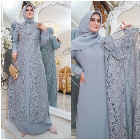 Gamis Brukat Pesta Kondangan Berukat Model Terbaru Malika Maxy
