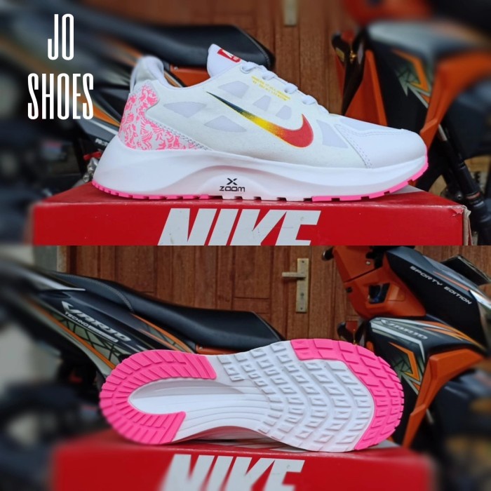 sepatu nike running sport wanita - Putih pink, 37