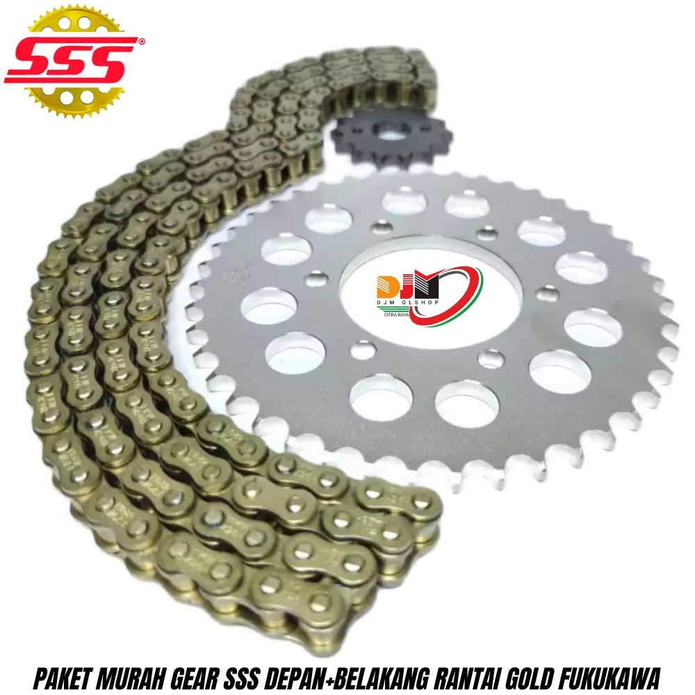 Gear Set Paket SSS Hemat Rantai Gold Emas Kawasaki Ninja R - RR Tipe 428 415