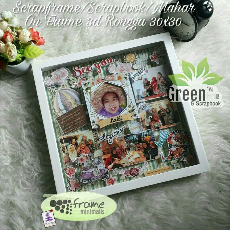 Kado Scrapframe foto 30x30cm 3D POP UP Rongga (inc frame + design)