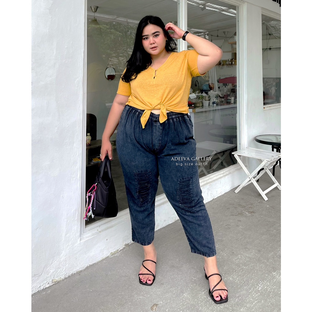 ADEEVA Redea Pants Jumbo Celana Jeans Wanita Jumbo