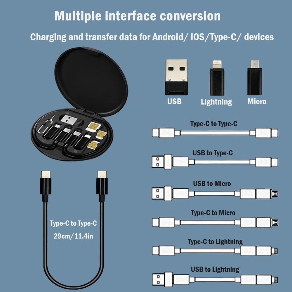 5-in-1 Multi-Fungsi 60W Pengisian Cepat Cartridge Kartu Pin Portabel USB C-type Data Line Storage Kit Braket Tersembunyi