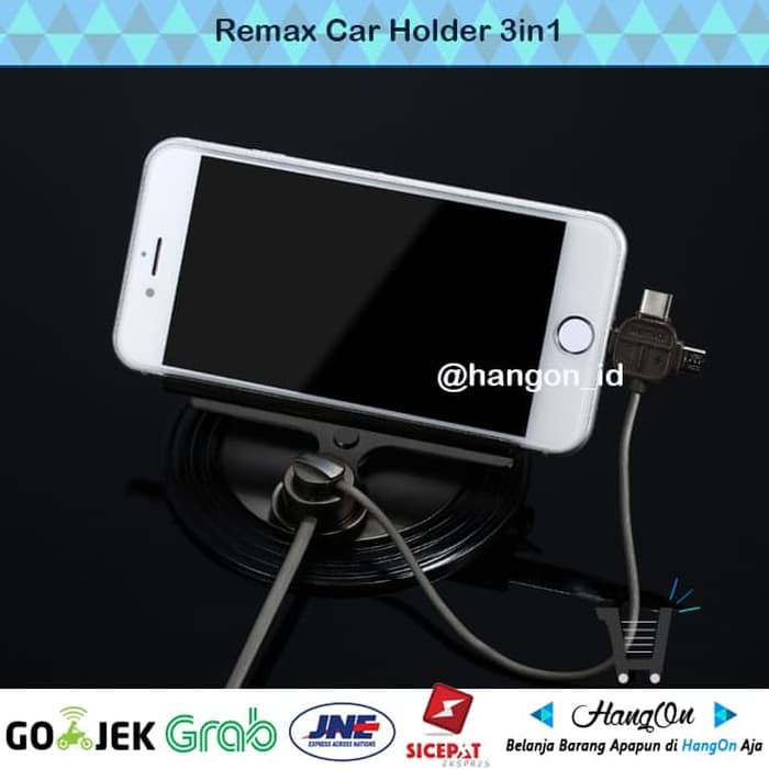 Remax Letto Car Holder Charger Mobil 3in1 Lightning,MicroUSB,Type C