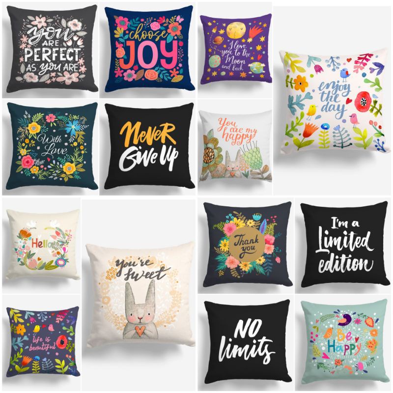 BANTAL SOFA PRINT MOTIF QUOTES QUOTE INSPIRASI 40X40 CM