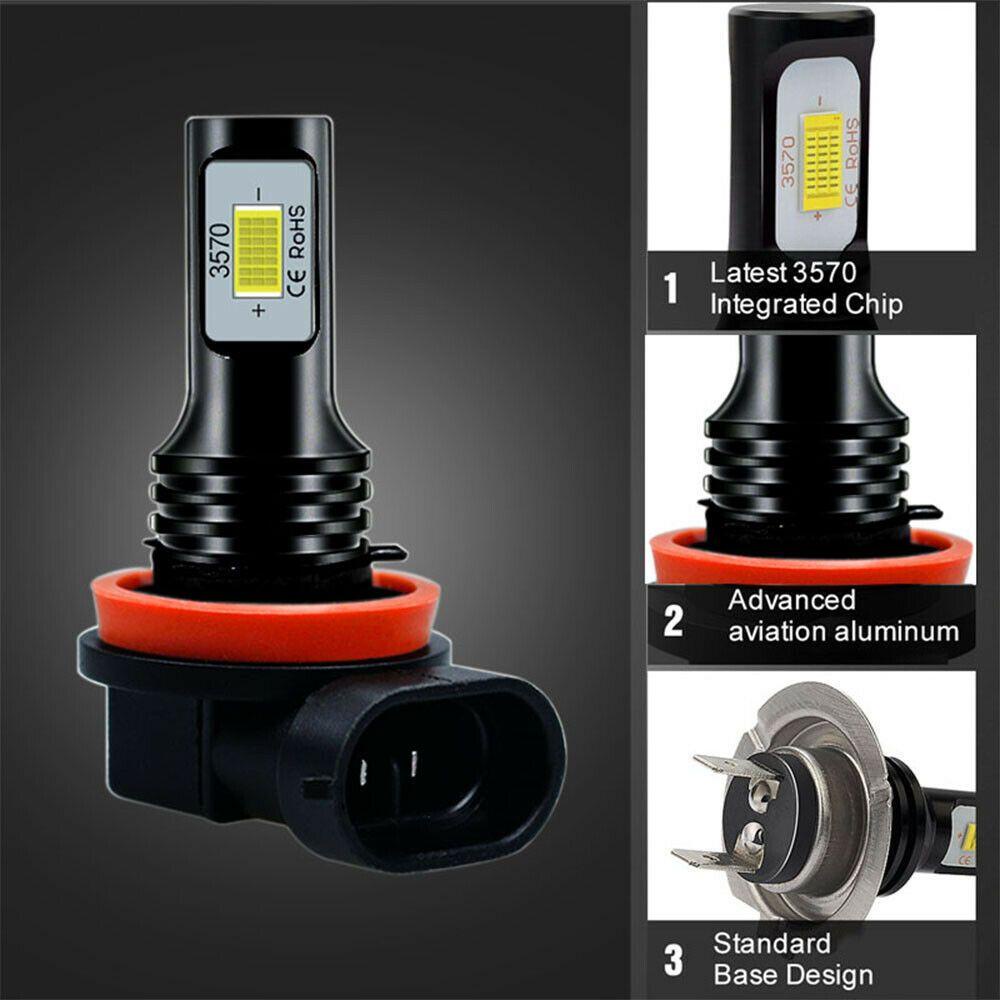 Populer 2Pcs/Set Lampu Kabut Mobil 80W 8000K Terang LED Super Terang Hi/Low Kit Beam DRL