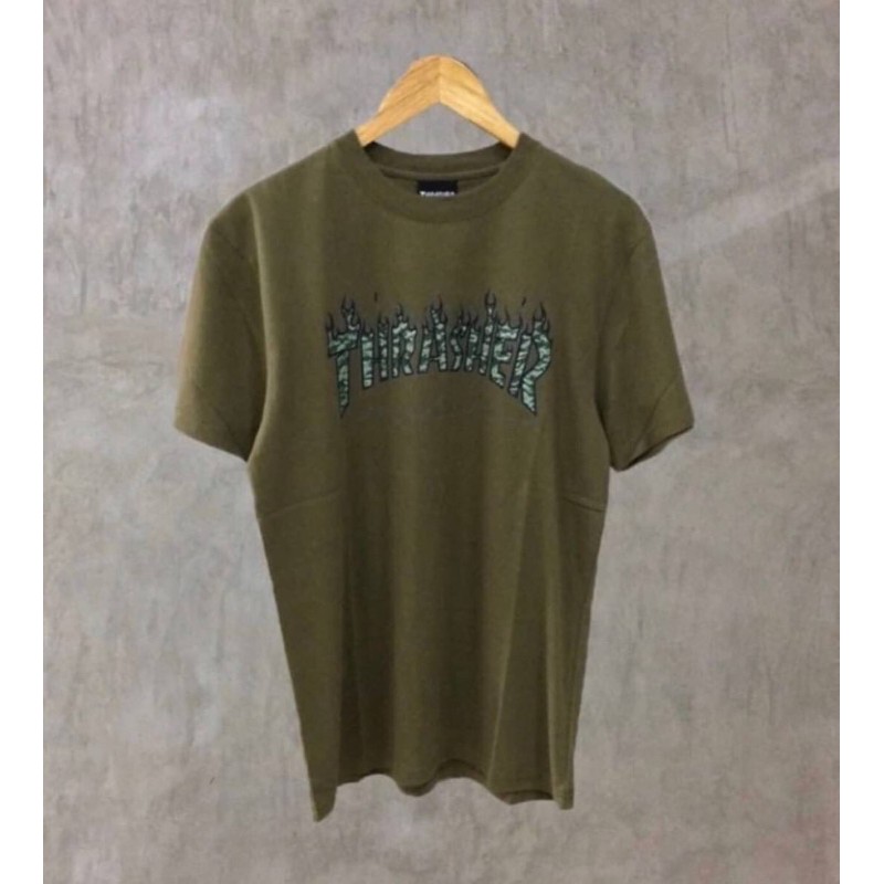 Thrasher Green Tiger Flame Tshirt Olive (JAPAN)